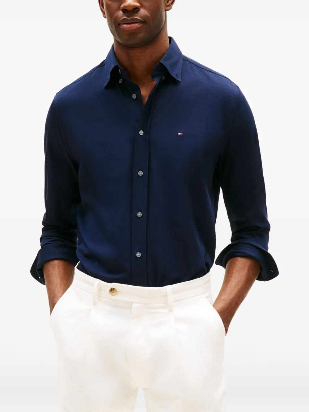 Tommy Hilfiger Buttoned Long-sleeved Shirt In Blue
