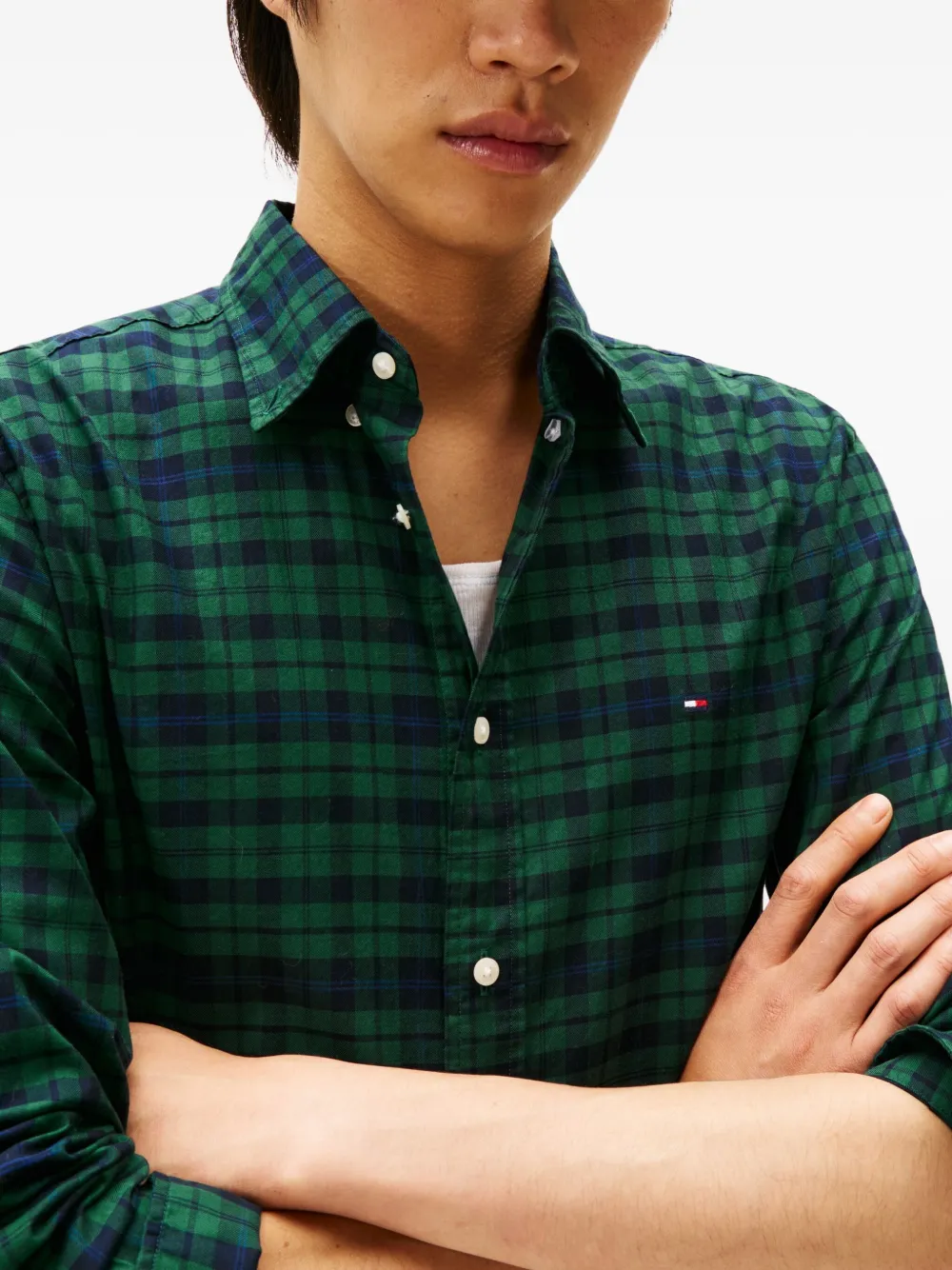 Tommy Hilfiger Long Sleeve Check Shirt In Green