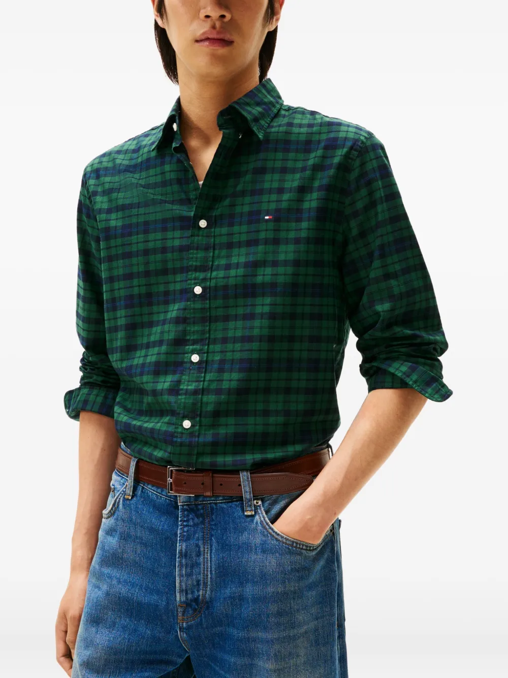 Tommy Hilfiger Long Sleeve Check Shirt In Green