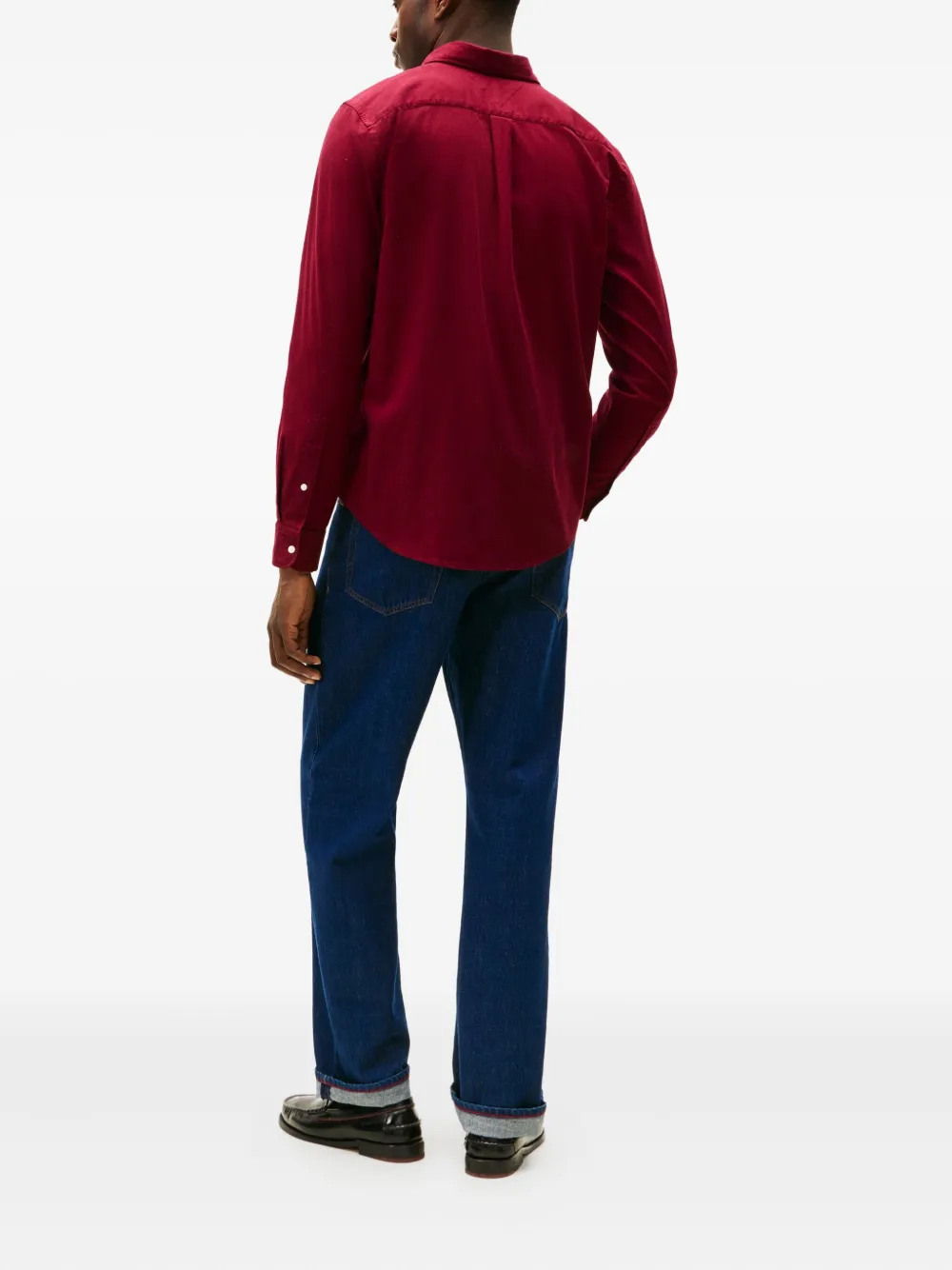 Tommy Hilfiger Buttoned Long-sleeved Shirt In Burgundy