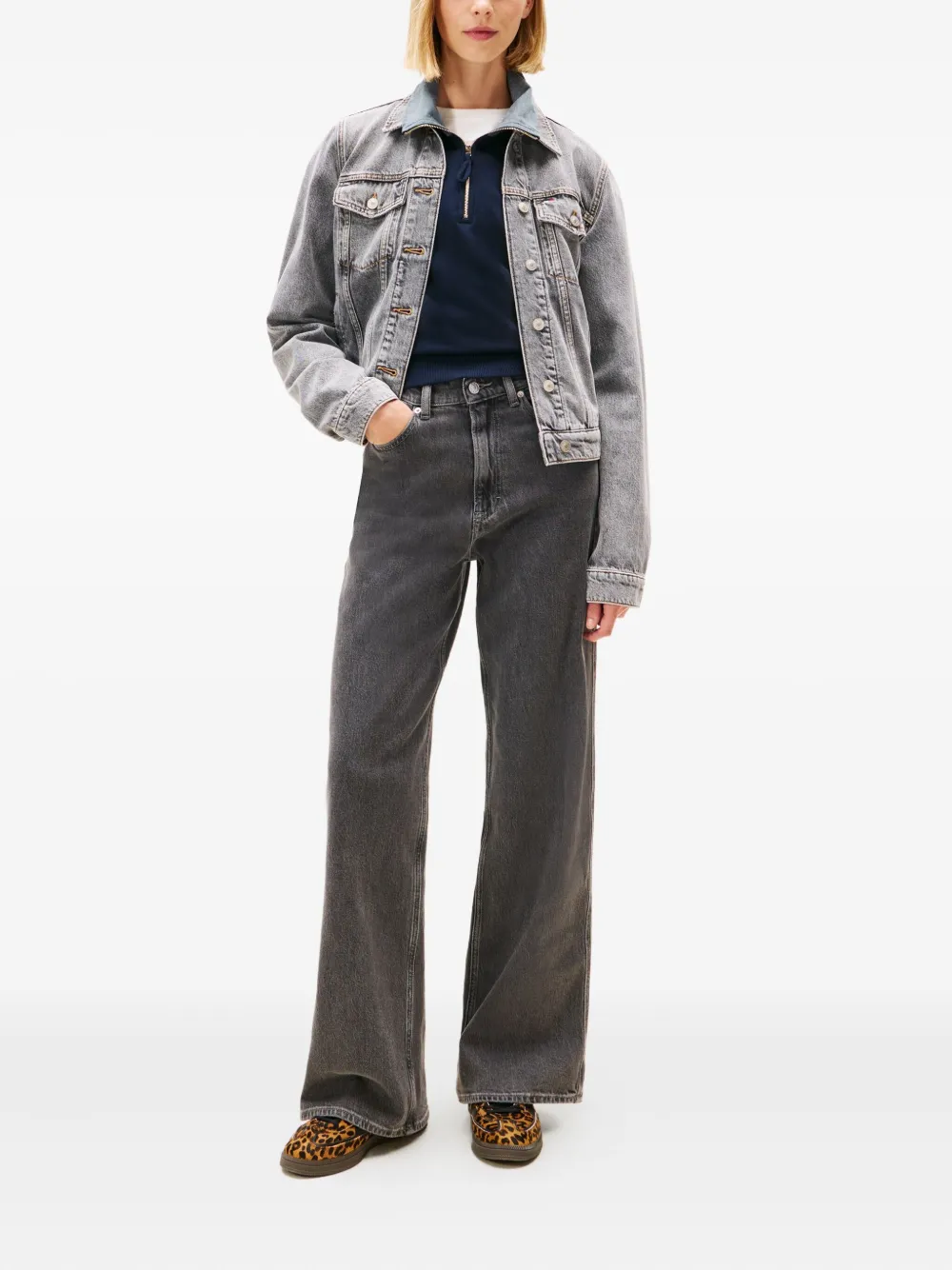 Tommy Jeans Claire denim jeans met wijde pijpen en knopen - Grijs