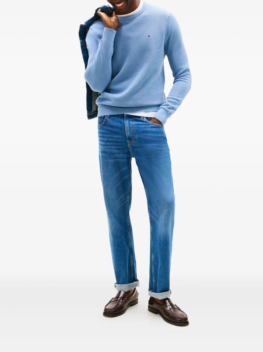 Tommy Hilfiger Flag textured logo sweater - Blauw