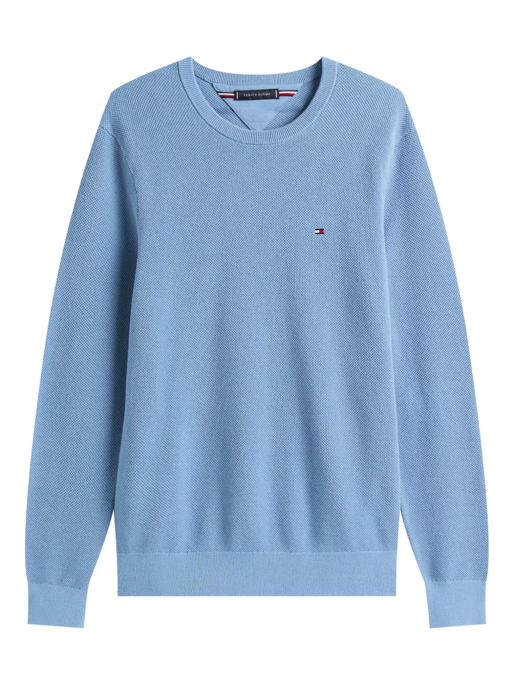 Tommy Hilfiger Flag Textured Logo Sweater In Blue