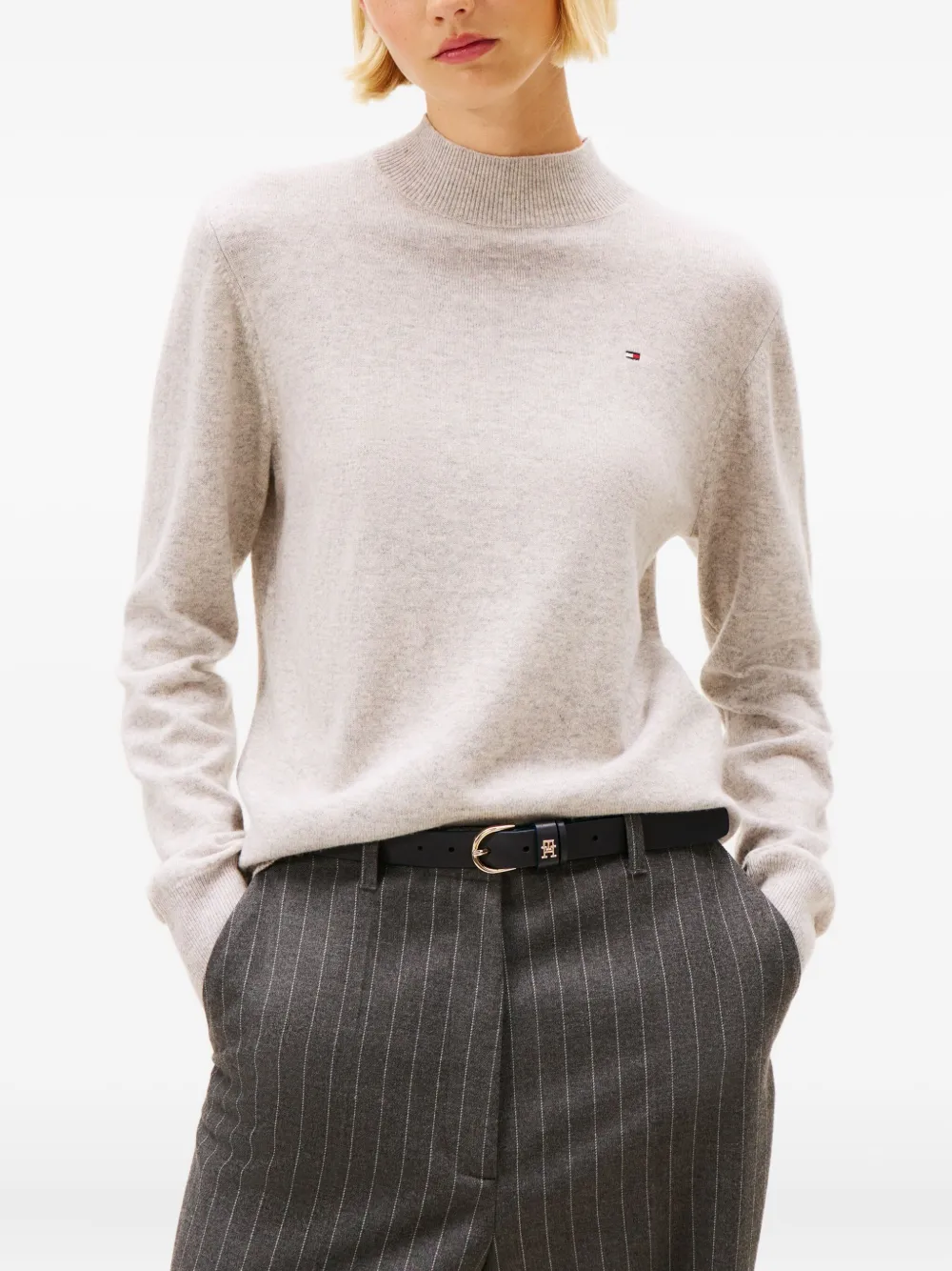 Tommy Hilfiger Trui met geborduurd logo Beige