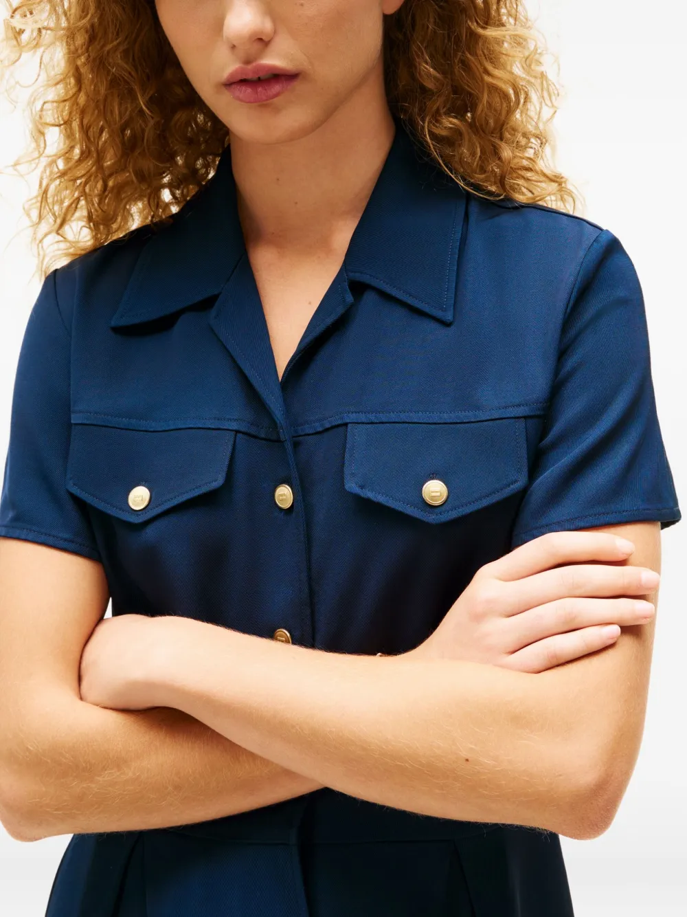 Tommy Hilfiger Buttoned-pocketed Mini Dress In Blue