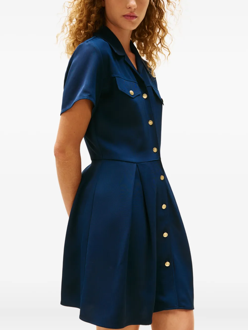 Tommy Hilfiger Buttoned-pocketed Mini Dress In Blue