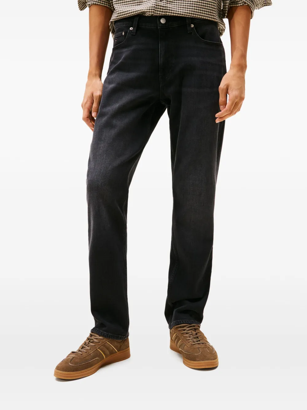 Tommy Jeans Ryan Logo-patch Straight Jeans In Black