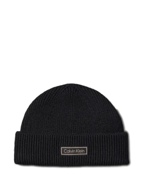 Calvin Klein ribbed patch beanie