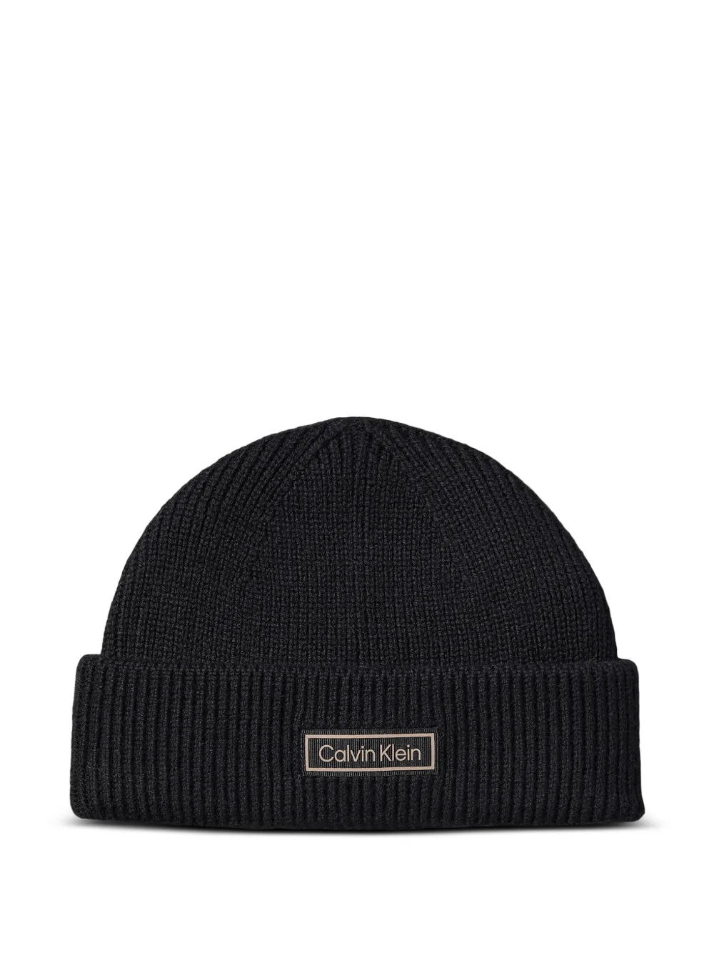 Calvin Klein ribbed patch beanie | Black | Image 1