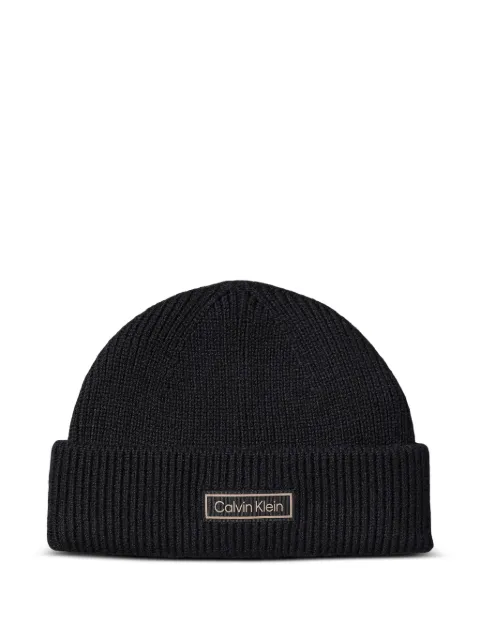 Calvin Klein ribbed patch beanie
