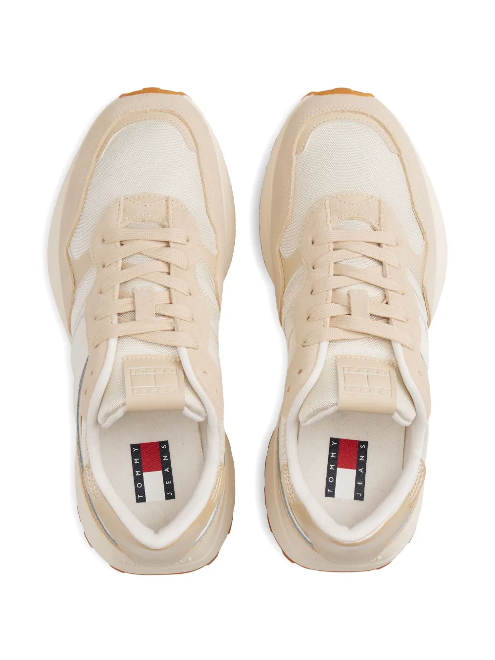 Tommy Hilfiger Panelled Leather Sneakers In Neutral