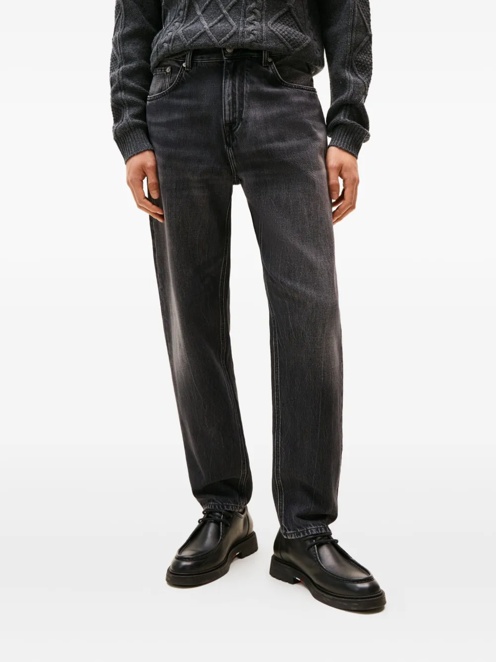 Tommy Hilfiger Harlem Logo-patch Regular Leg Jeans In Black