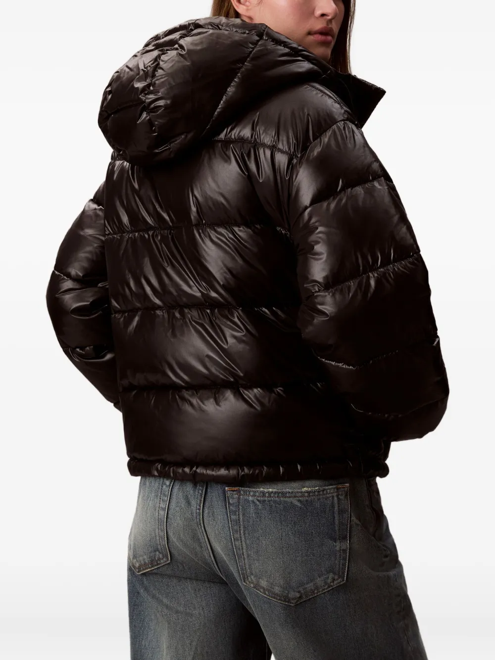 Calvin Klein Jeans Est.1978 Hooded Logo Jacket In Brown