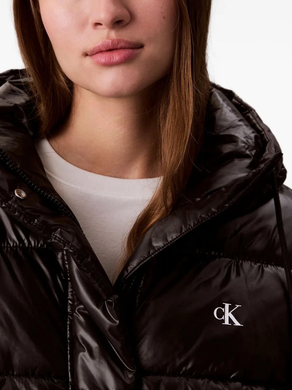 Calvin Klein Jeans Est.1978 Hooded Logo Jacket In Brown