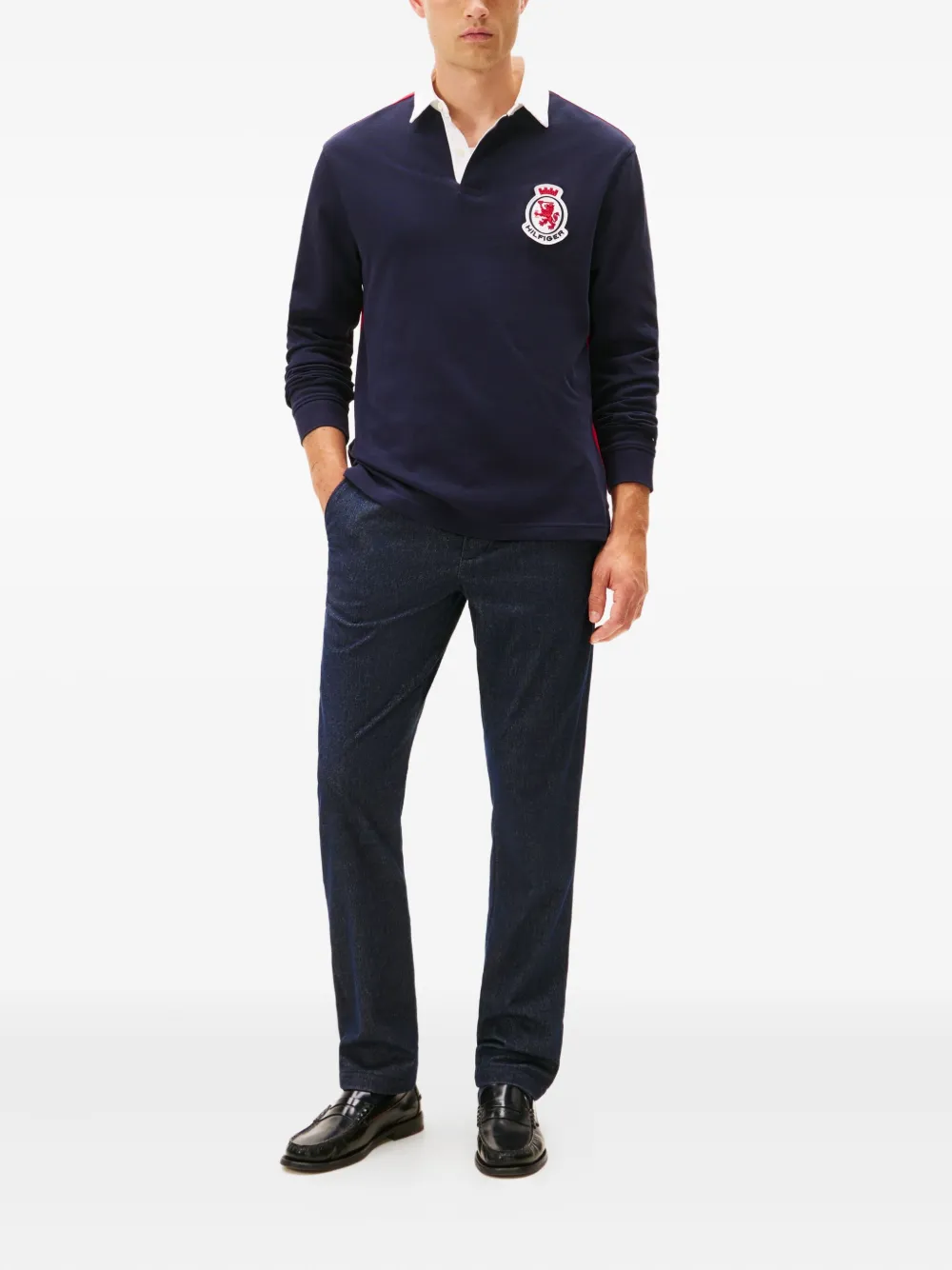 Tommy Hilfiger Denton flag-detail chinos - Blauw