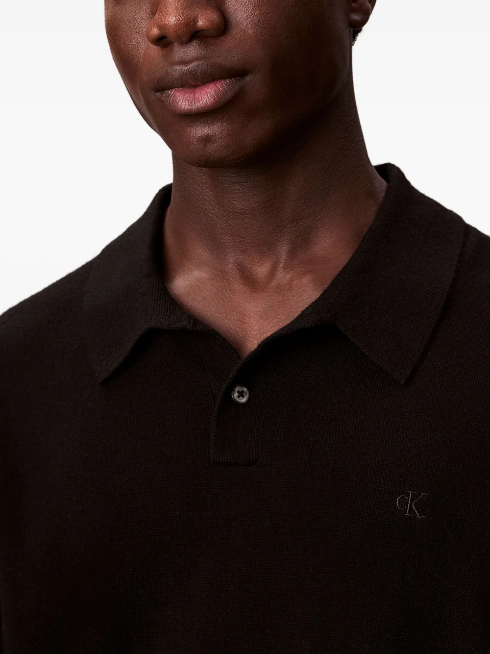Calvin Klein Wollen poloshirt Zwart