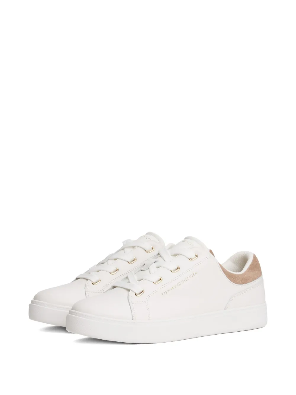 Tommy Hilfiger Lace-up Leather Sneakers In White