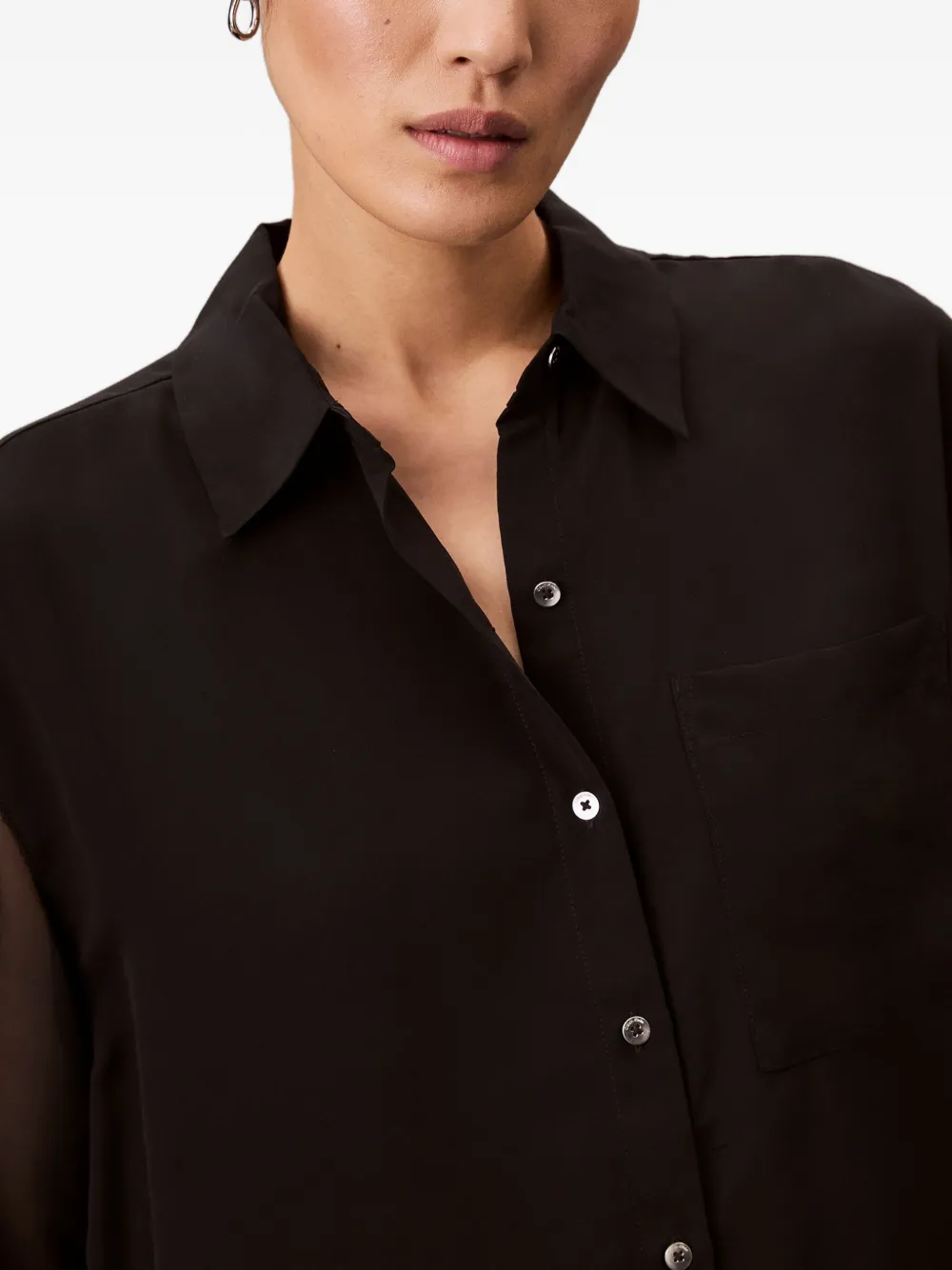 Calvin Klein Sheer-panel Shirt In Black