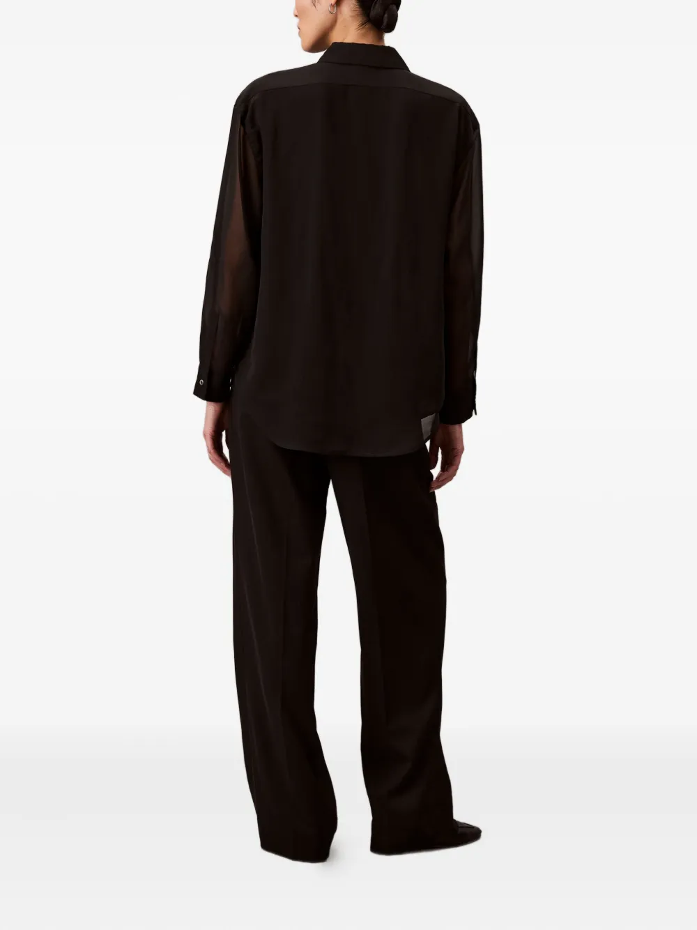 Calvin Klein Sheer-panel Shirt In Black