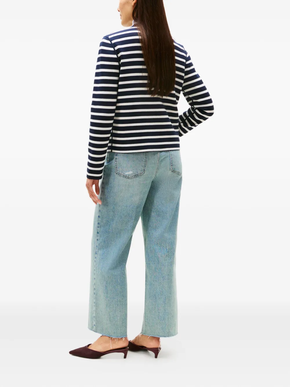 Tommy Hilfiger Striped-pattern Button Reversible Cardigan In Blue