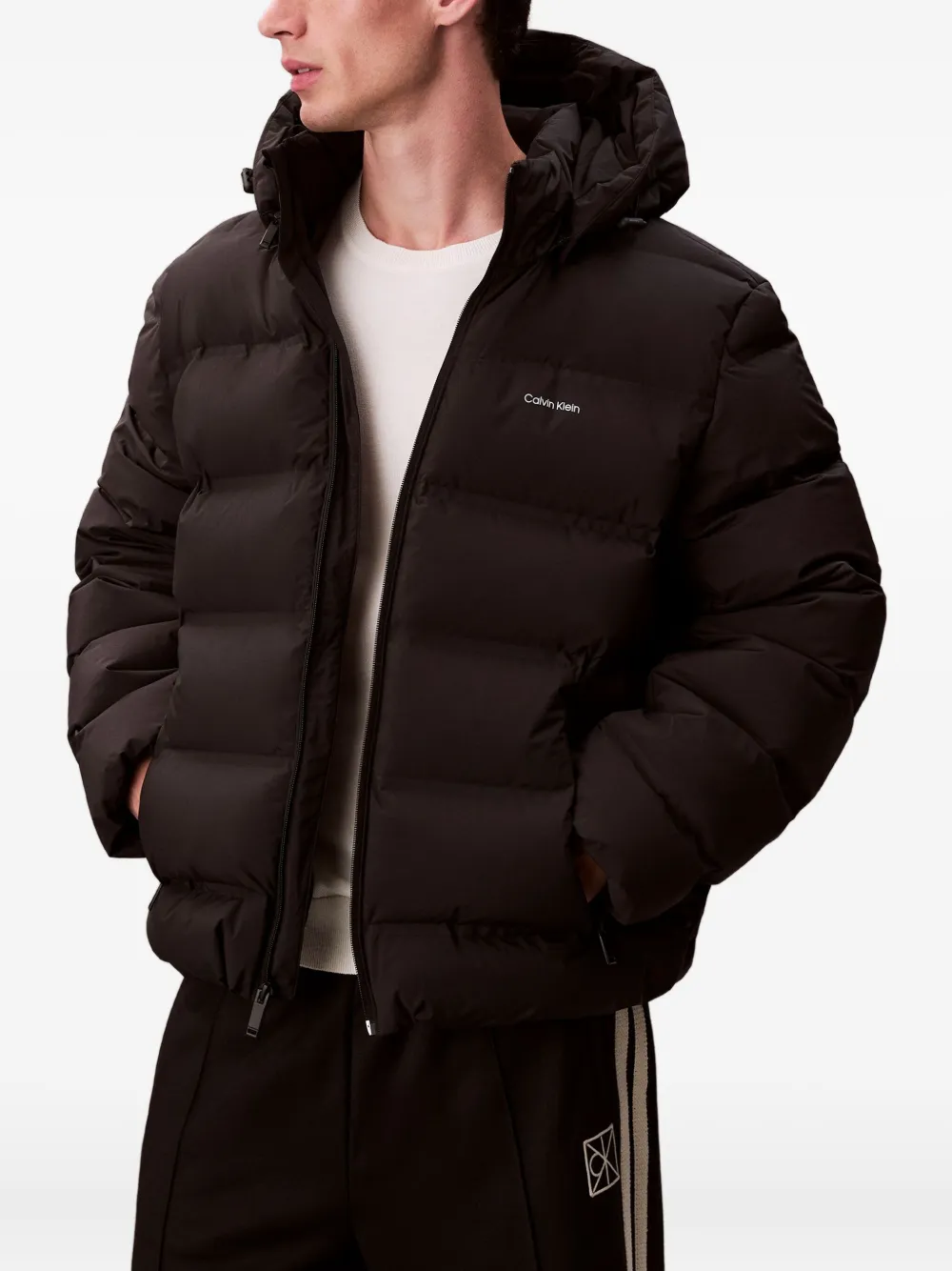 Calvin Klein Hooded Padded Jacket In Black