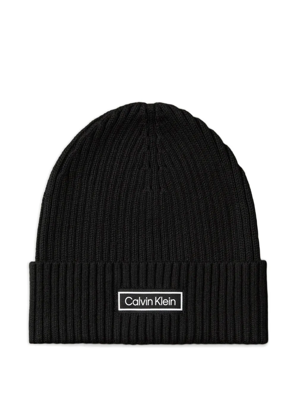 Calvin Klein bonnet côtelé à patch logo | noir | Image 1