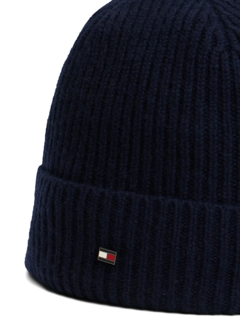 Tommy Hilfiger Logo-appliqué Ribbed Beanie In Blue