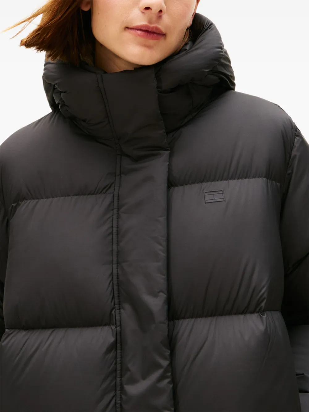 Tommy Hilfiger Hooded Puffer Down Coat In Black