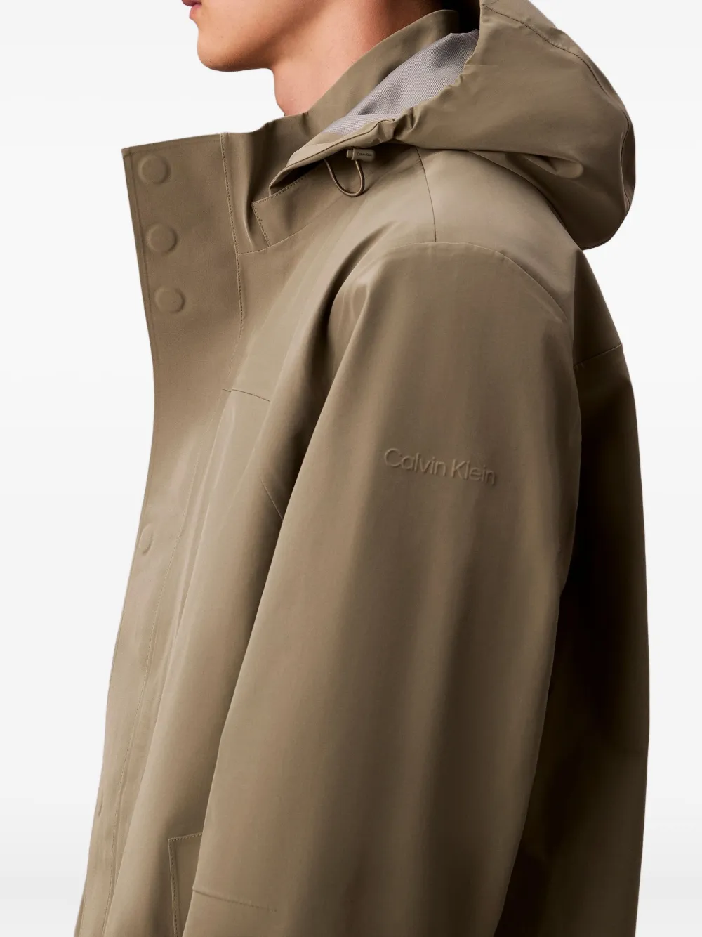 Calvin Klein 3-in-1 Hooded Buttoned Coat In Brown