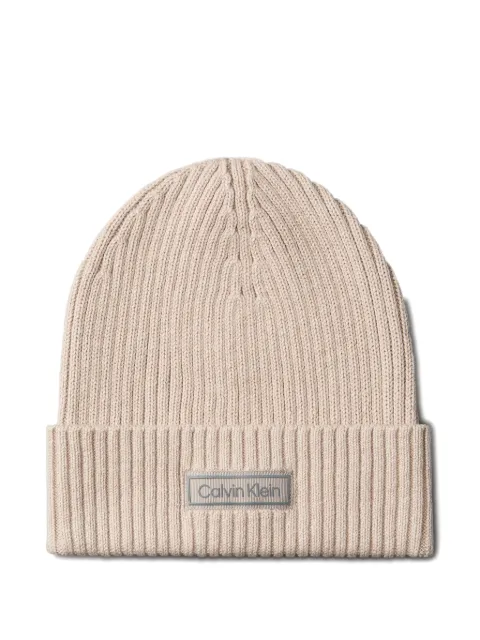 Calvin Klein ribbed logo beanie