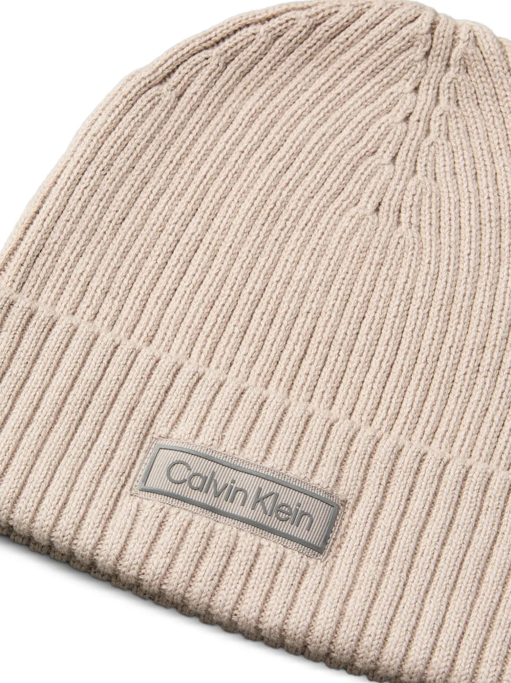 Calvin Klein Geribbelde muts Beige