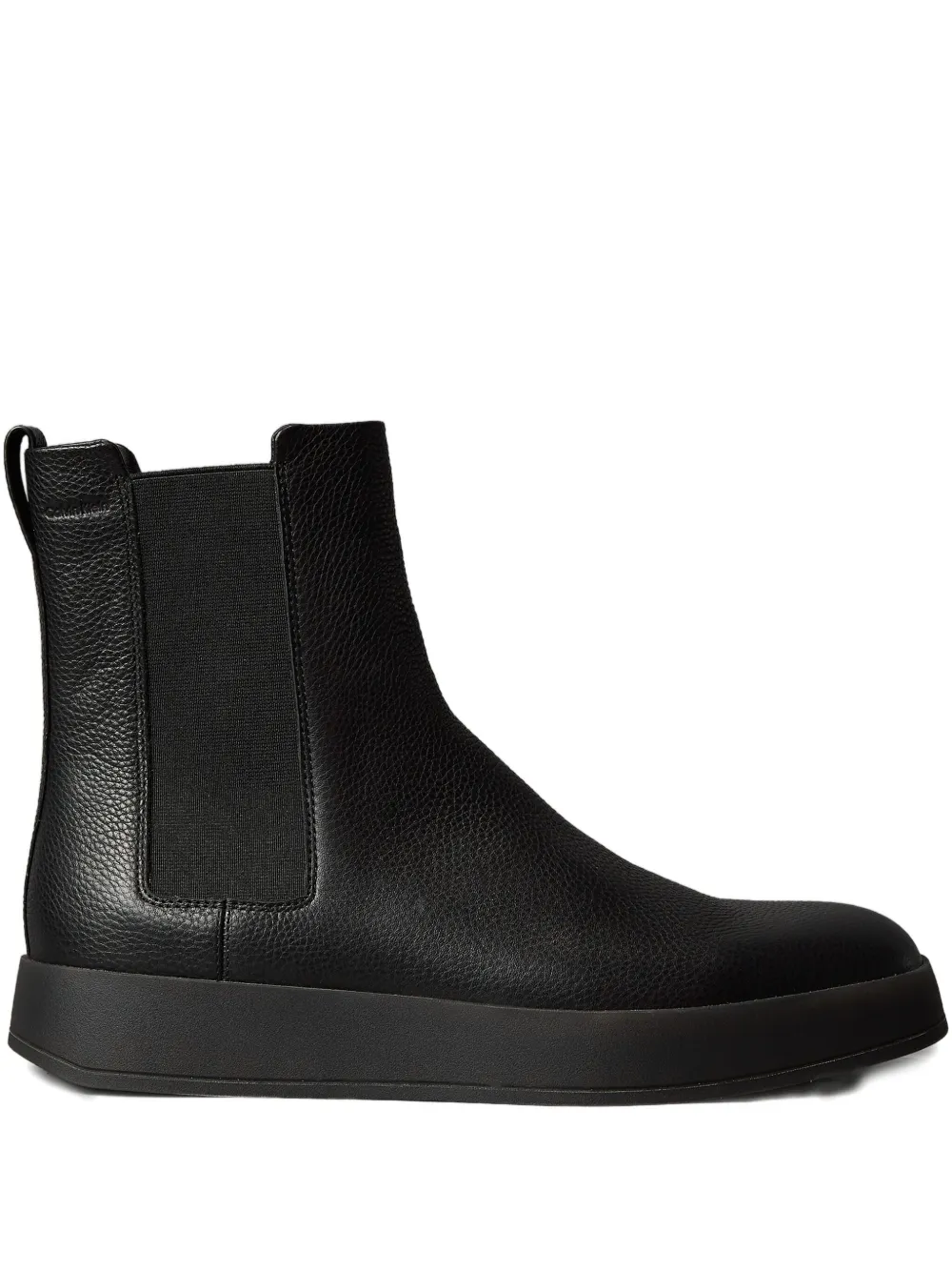 Calvin Klein Leather Chelsea Boots In Black