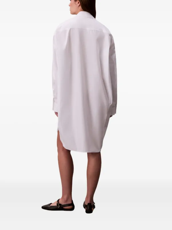 Calvin Klein Chest-pocket Midi Shirt Dress - White Calvin Klein Chest-pocket Midi Shirt Dress - White