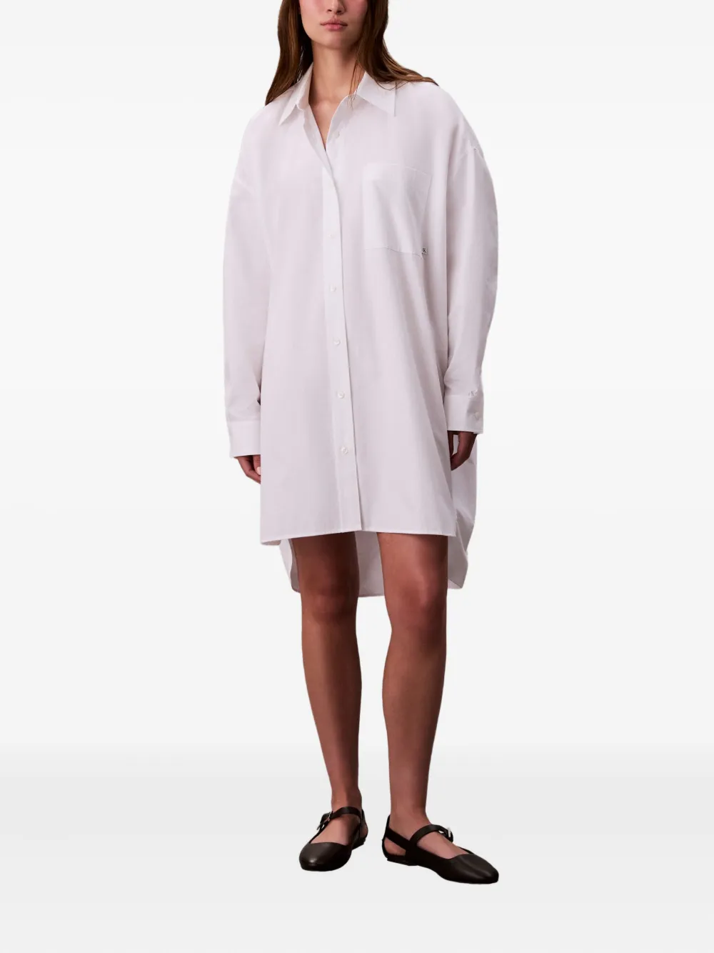 Calvin Klein Jeans Midi-blousejurk met borstzak - Wit