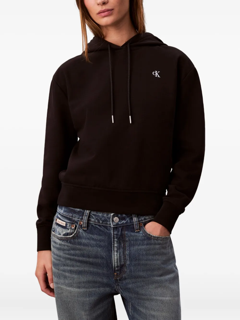 Calvin Klein Jeans Hoodie met trekkoord Zwart