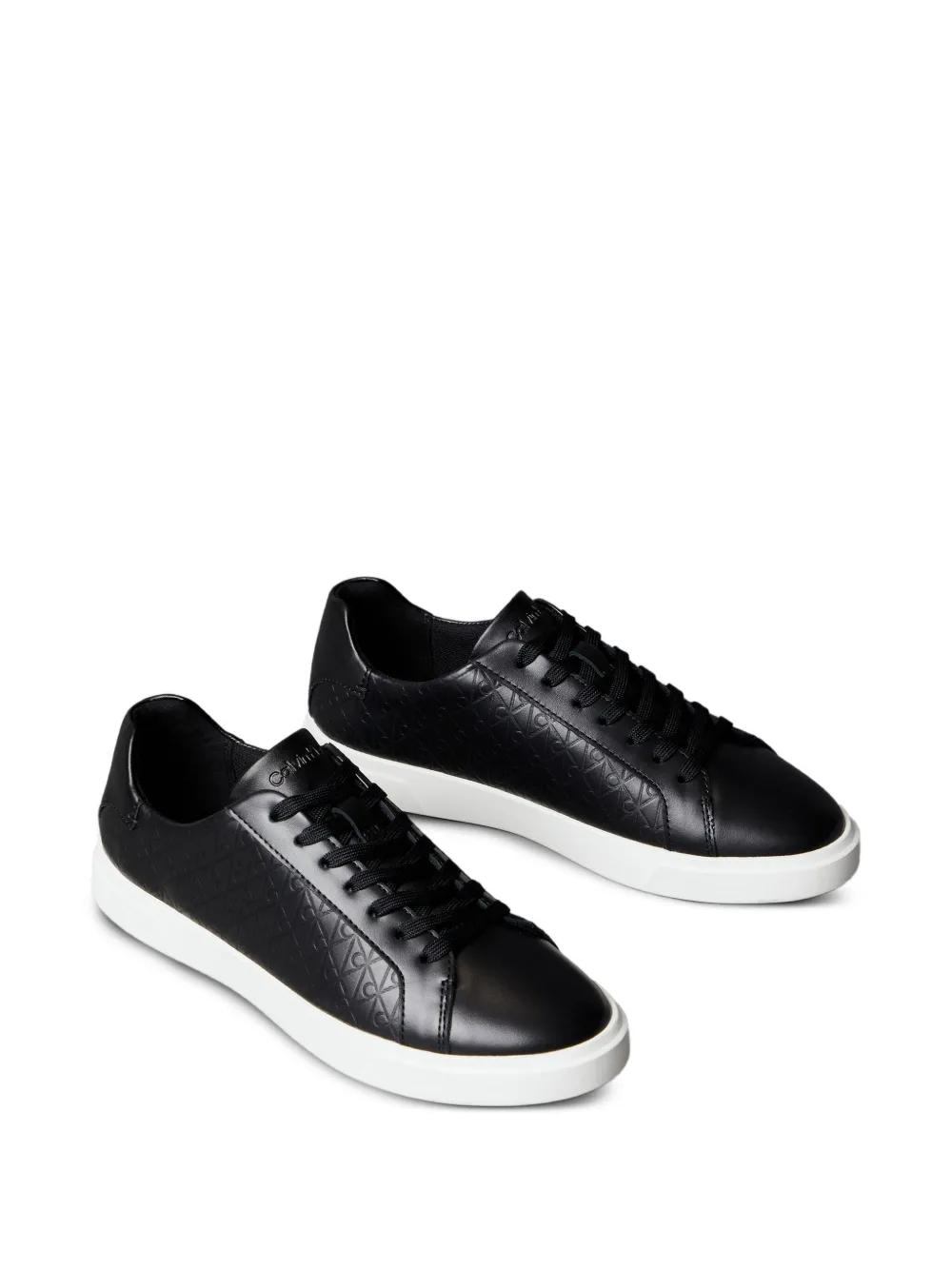 Calvin Klein Leren sneakers met logo-reliëf - Zwart