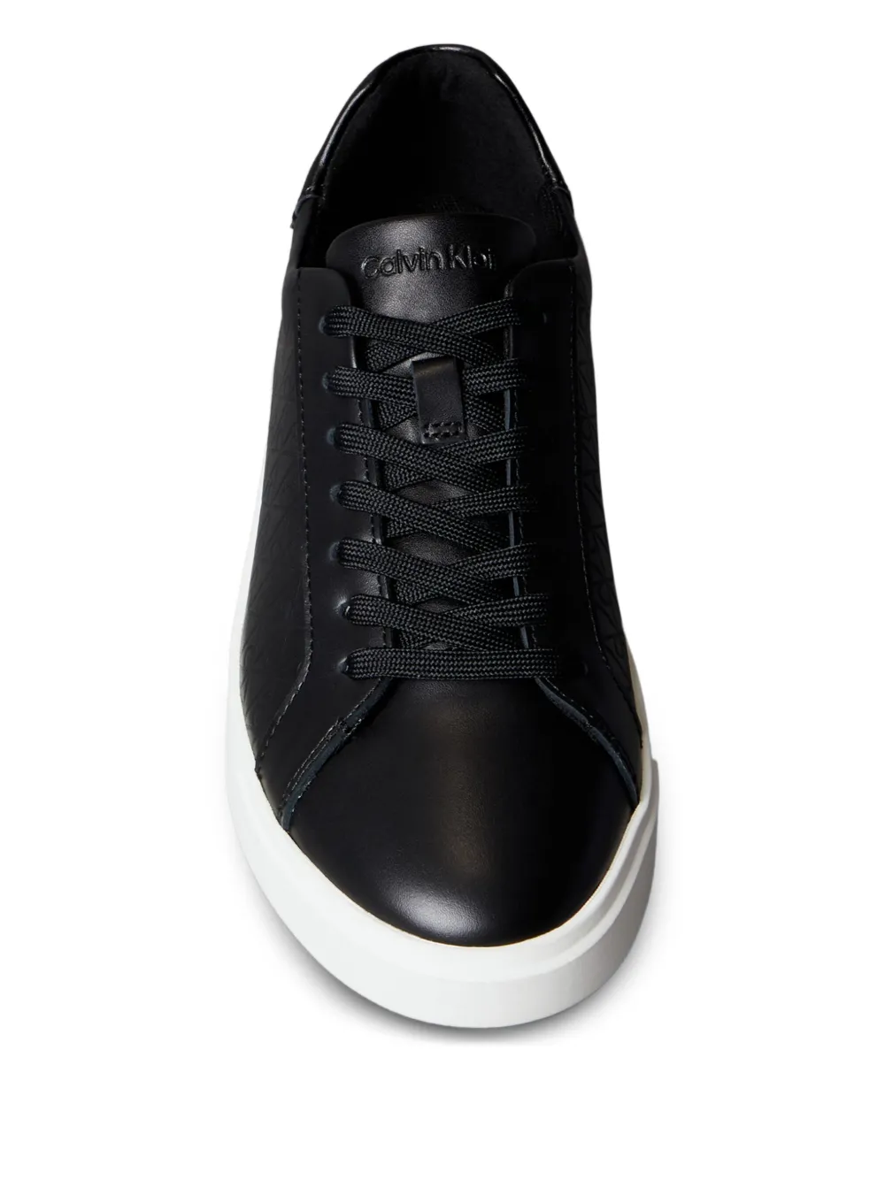 Calvin Klein Leren sneakers met logo-reliëf Zwart