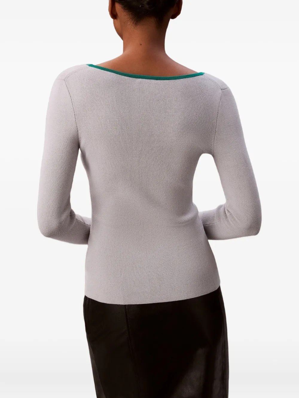 Calvin Klein Jeans Est.1978 Ribbed Trim Top In Gray