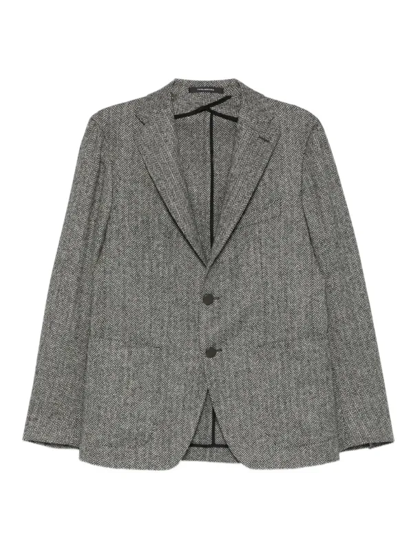 TAGLIATORE ヘリンボーン　テーラードジャケット 50 イタリア製 Tagliatore ヘリンボーン ジャケット | ブラック | FARFETCH JP
