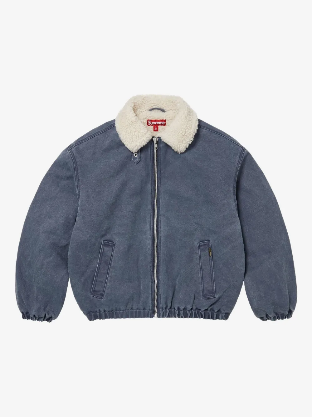 Supreme veste bomber à doublure en peau lainée | bleu | Image 1