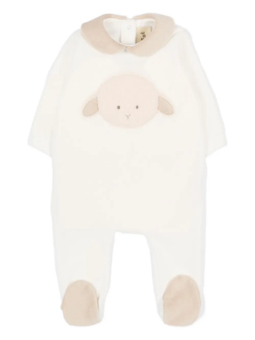 Le Boo Beebè Sheep Embroidered Babygrow In Neutral