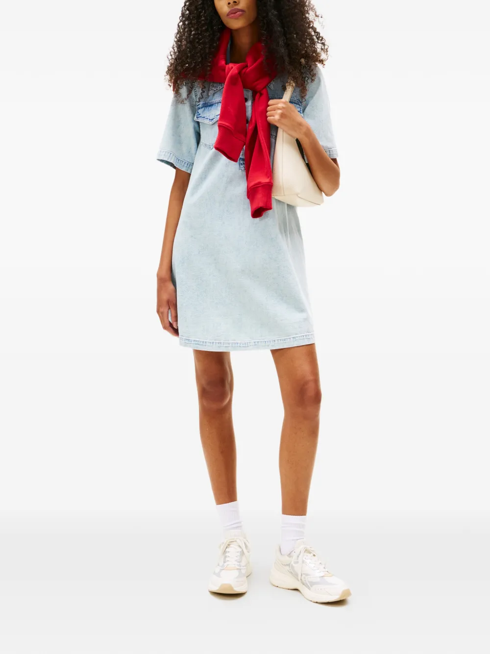 Tommy Jeans buttoned chest-pocket mini dress - Blauw