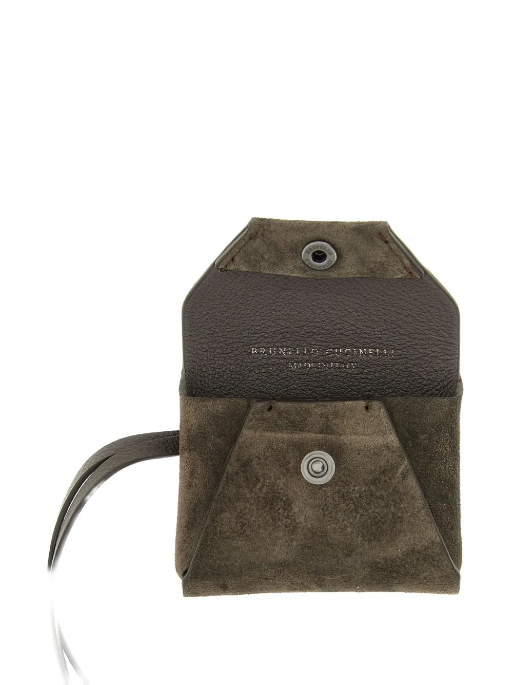 Brunello Cucinelli Letter-envelope Suede Bag Charm In Gray
