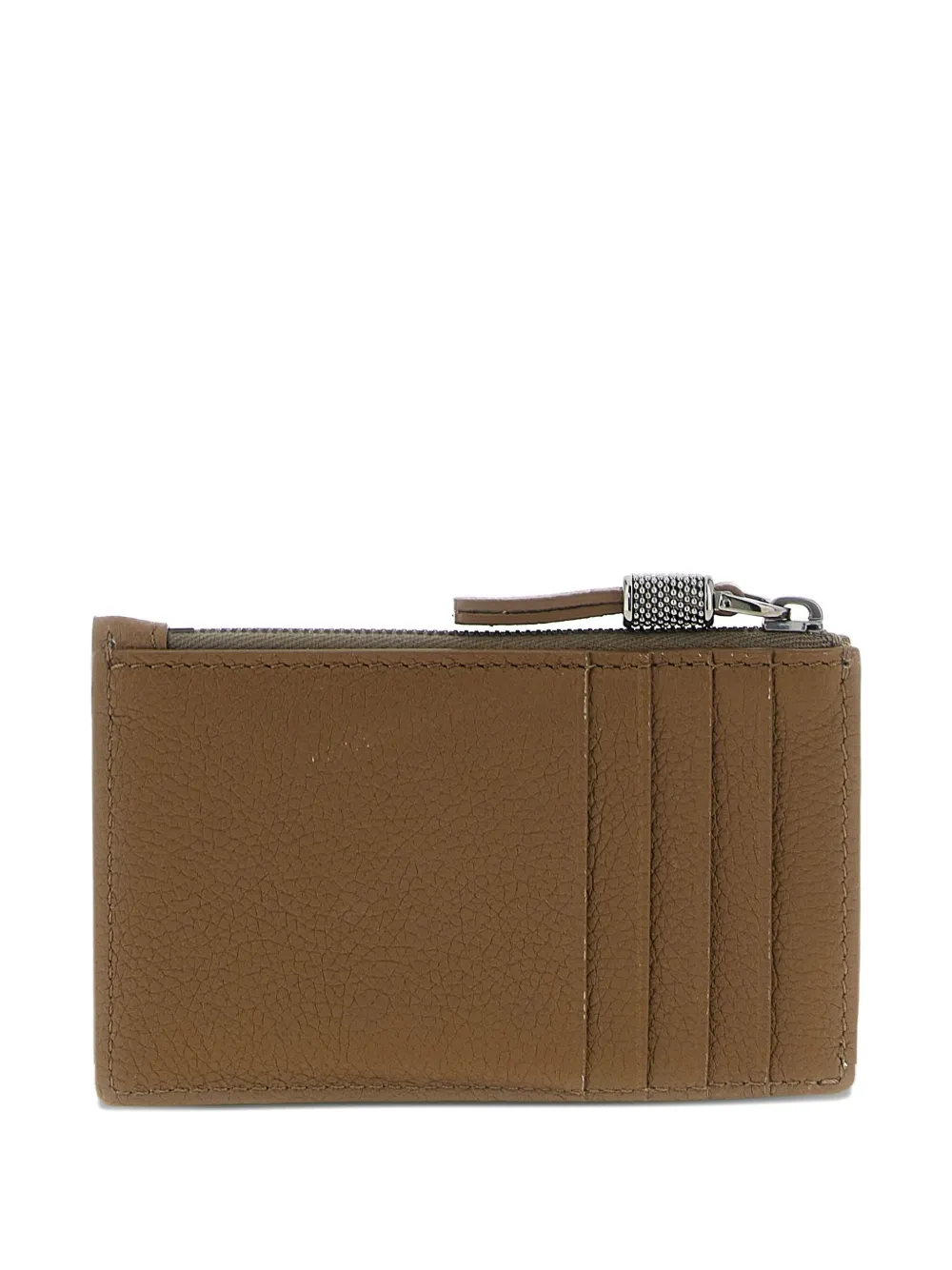 Brunello Cucinelli embossed-logo zipper card holder - Bruin