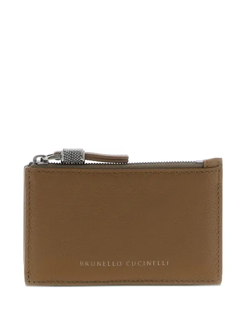 Brunello Cucinelli embossed-logo zipper card holder