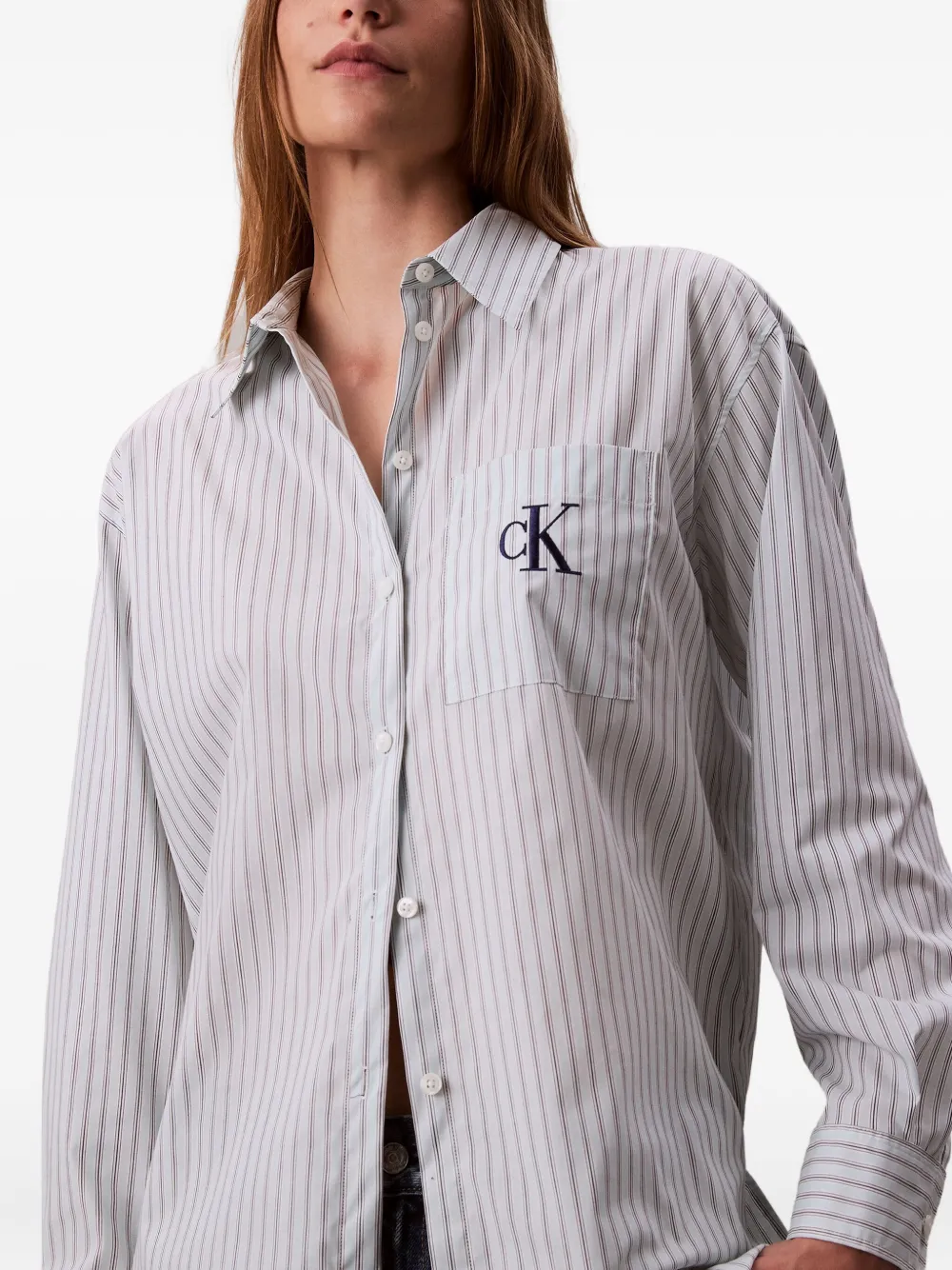 Calvin Klein Jeans Est.1978 Striped Pocketed Shirt In White