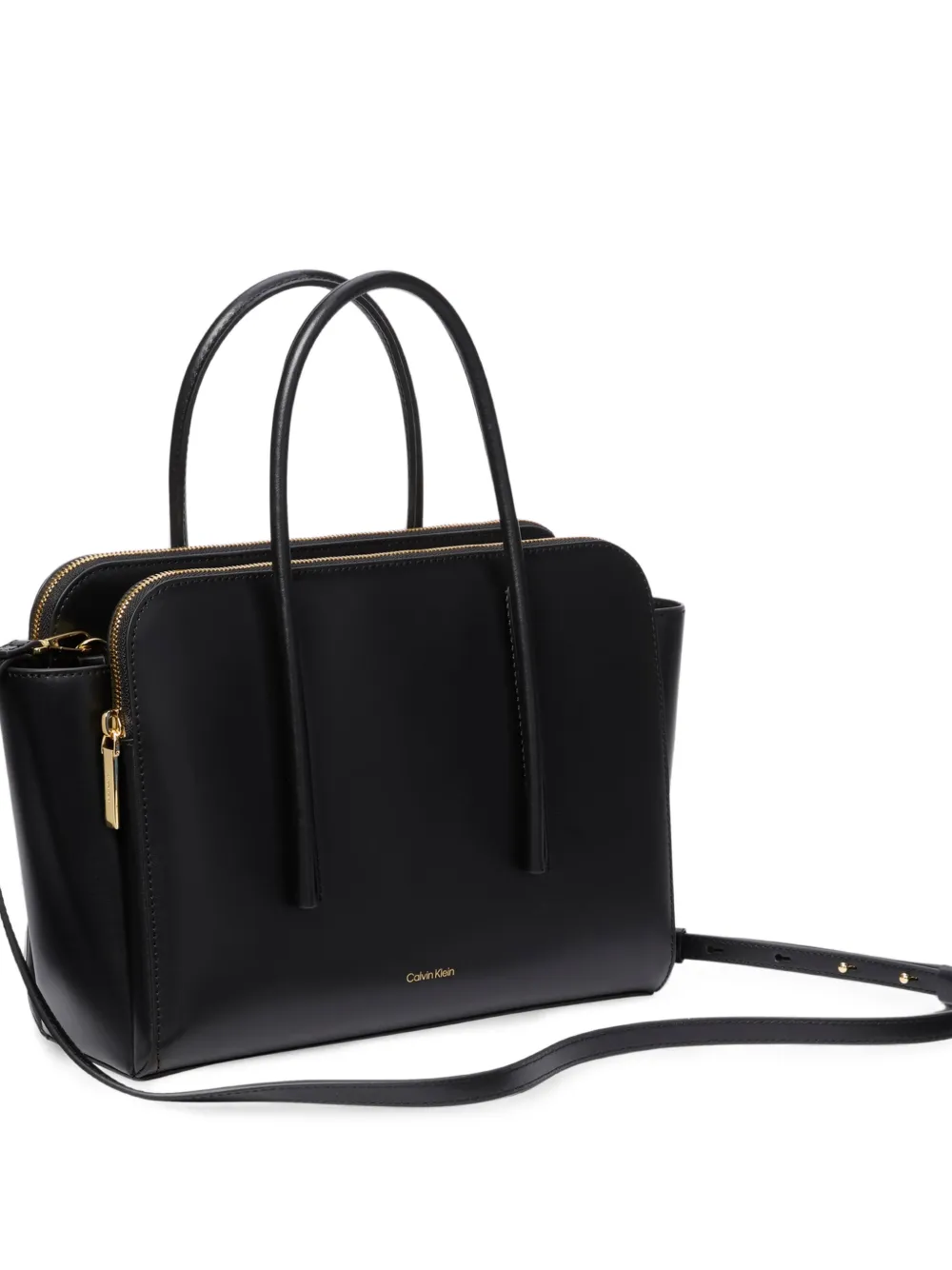 Calvin Klein Borsa a spalla in pelle con logo - Nero