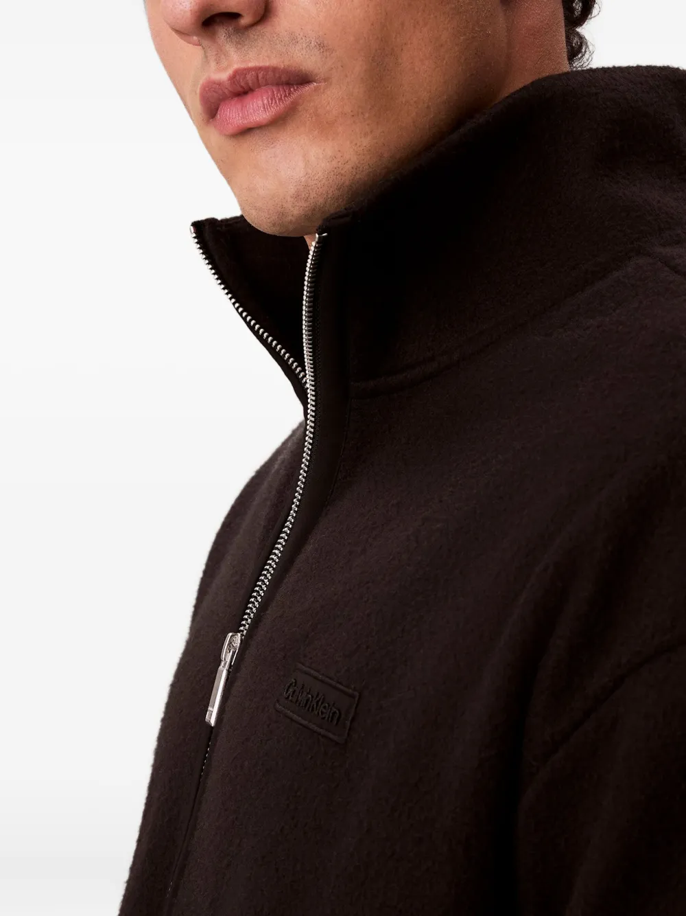 Calvin Klein Sweater met halve rits Zwart