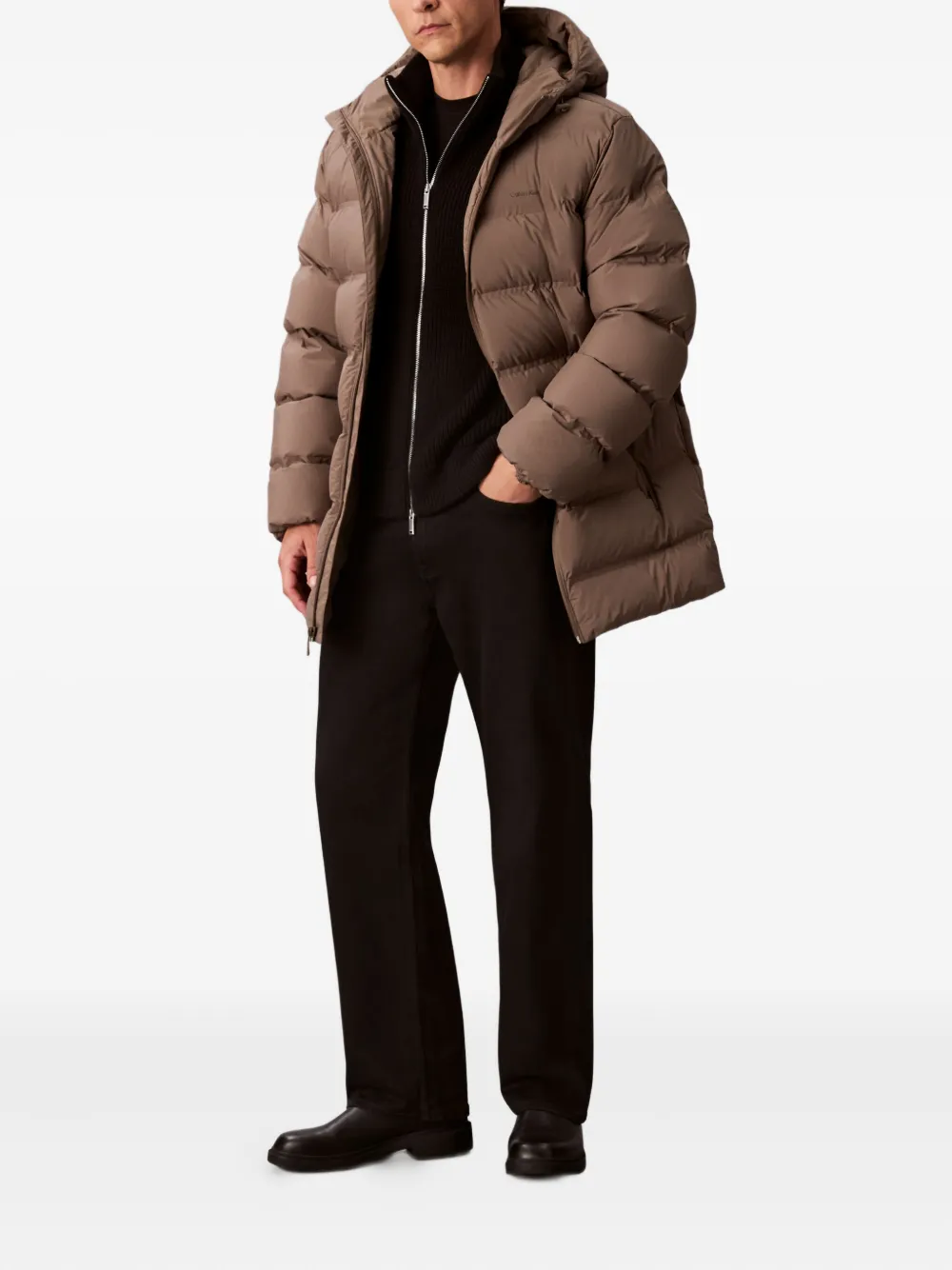 Calvin Klein Gewatteerde jas met capuchon - Bruin