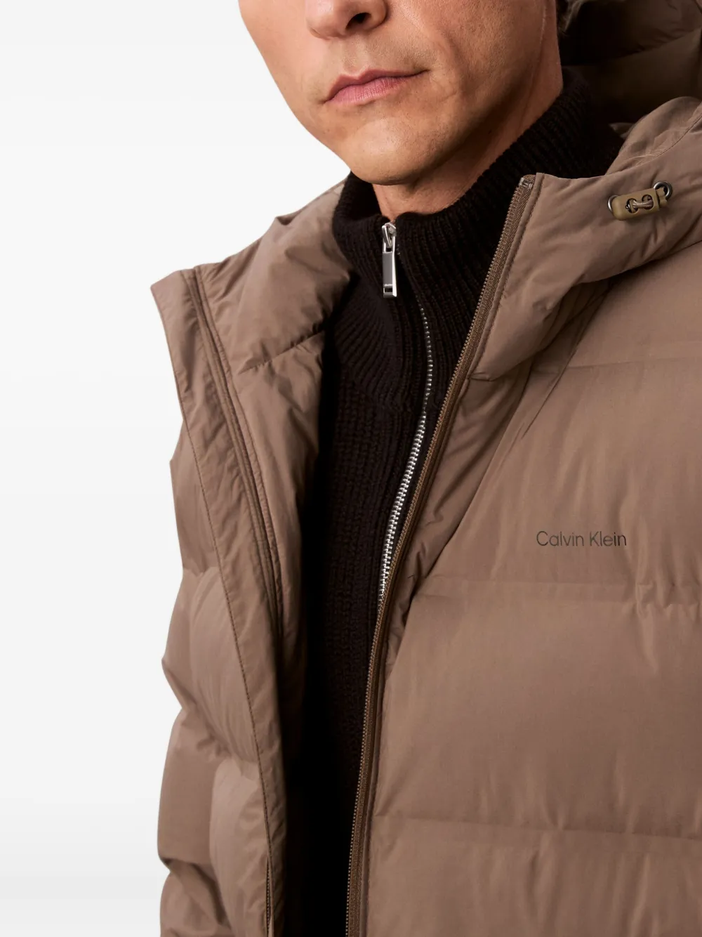 Calvin Klein Gewatteerde jas met capuchon Bruin